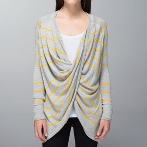 Lululemon Gray Striped Twist and Wrap Top